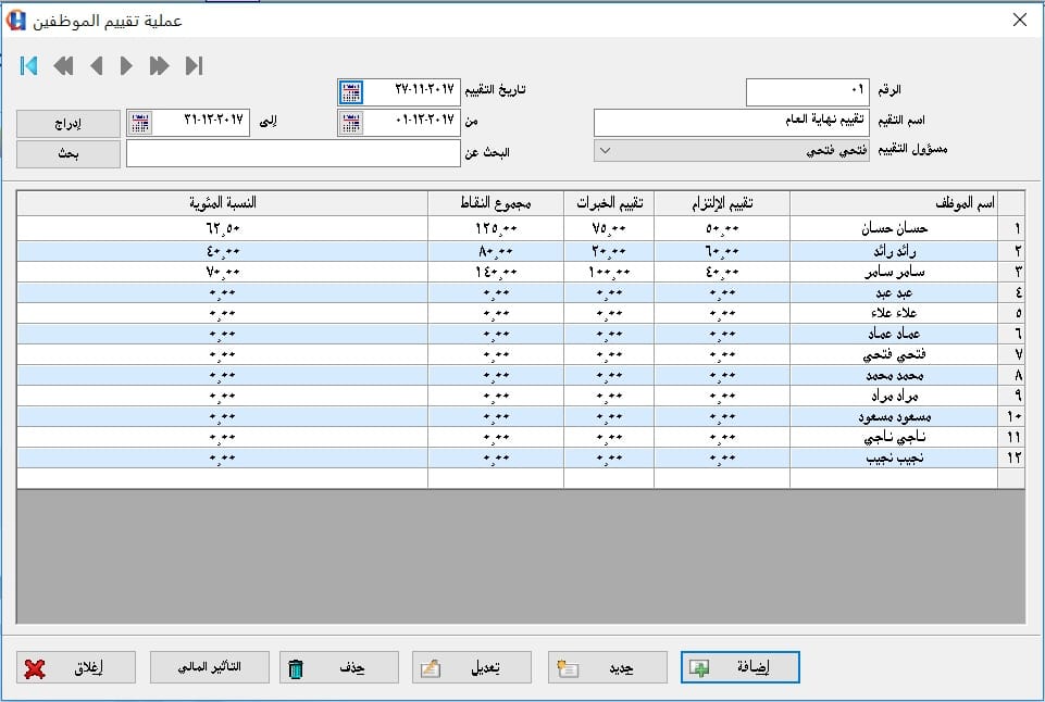 برنامج التقييم المدمج ببرنامج الموارد البشرية